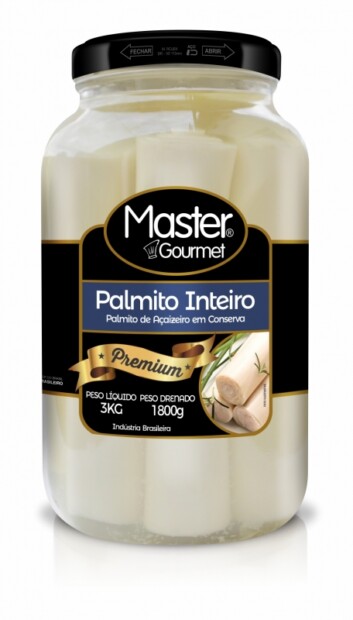 MASTER GOURMET – PALMITO DE AÇAÍ INTEIRO – VIDRO 6X1800G-REF: MG-0003 - UNICENA