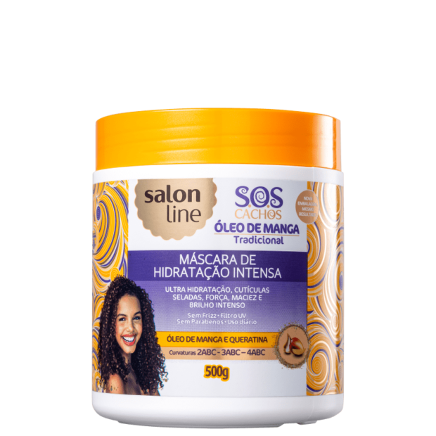 SALON LINE SOS CACHOS MASCARA DE HIDRATACAO INTENSA OLEO DE MANGA 6x500ml – REF: SL-95002 - UNICENA