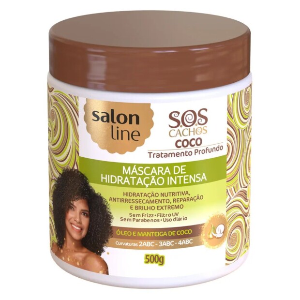 SALON LINE SOS CACHOS COCO MASCARA DE HIDRATACAO INTENSA 6x500ml – REF: SL-34852 - UNICENA