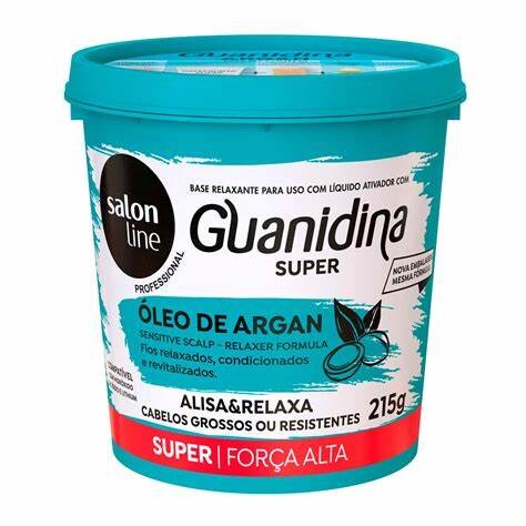 SALON LINE GUANIDINA BASE RELAXANTE OLEO DE ARGAN 12x215g – REF: SL-34172 - UNICENA