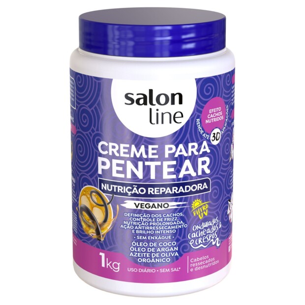 SALON LINE NUTRICAO REPARADORA CREME PARA PENTEAR 6x1000ml – REF: SL-95087 - UNICENA