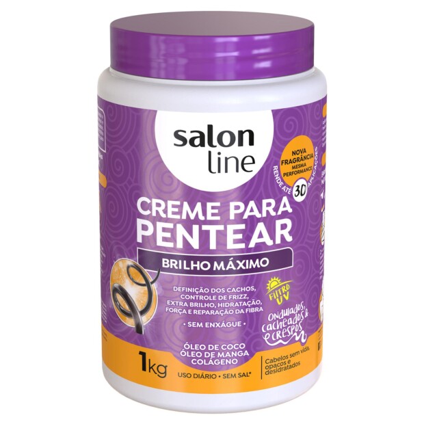 SALON LINE BRILHO MAXIMO CREME PARA PENTEAR 6x1000ml – REF: SL-34458 - UNICENA