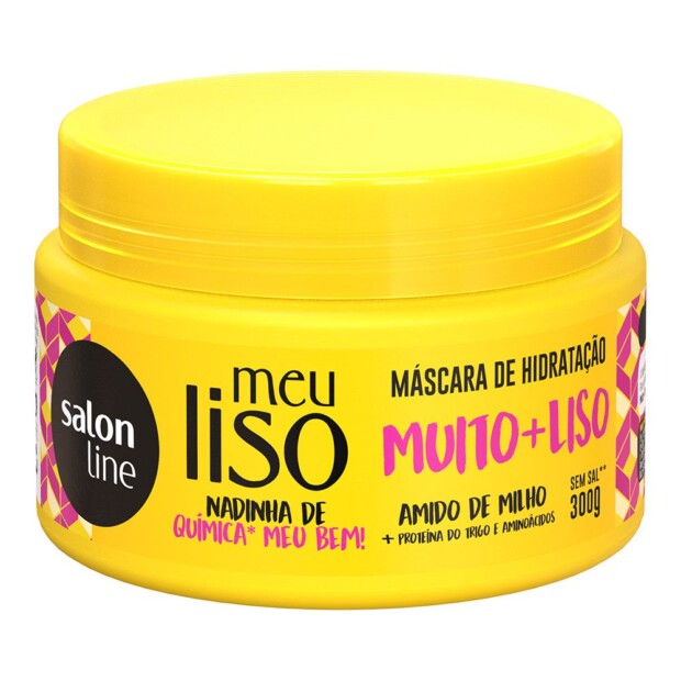 SALON LINE MEU LISO MUITO+LISO (AMIDO DE MILHO) MASCARA DE HIDRATACAO 6x300g – REF: SL-95241 - UNICENA