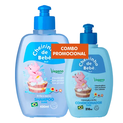 COMBO (06 KITS) CHEIRINHO BEBE SHAMPOO 430ML/CONDICIONADOR 210ML (BLUE) – REF: CHE-0012 - UNICENA