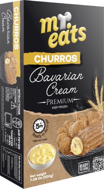 Mr.eats MINI CHURROS DE CREME BAVARIAN 14x200g  – REF: ME -0403 - UNICENA