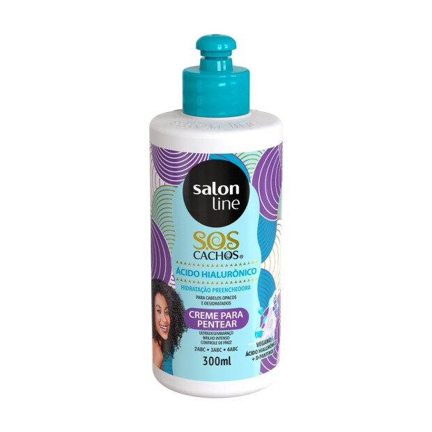 SALON LINE CREME PARA PENTEAR SOS CACHOS ACIDO HIALURONICO 6X300ml – REF: SL-31308 - UNICENA