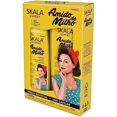 SKALA SHAMPOO+CONDICIONADOR AMIDO DE MILHO-6X325ml – REF: SK-0028 - UNICENA