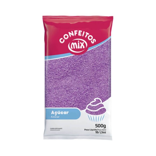 MIX ACUCAR CRISTAL COLORIDO LILAS 10X500gr – REF: CF-0015 - UNICENA