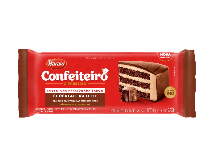 HARALD COBERTURA BARRA CONFEITEIRO CHOCOLATE AO LEITE 10X1.010Kg – REF: HR-0018 - UNICENA